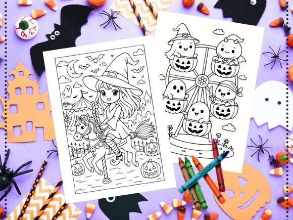 Download Cute Halloween Carnival Coloring Pages - Premium Bundle