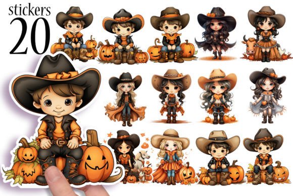 Download Cute Cowboy Halloween Printable Stickers - Halloween printable Collection